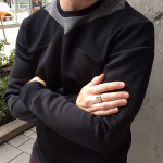 Scott Langton - Mixed Fabric Panelled Neoprene Sweater $245