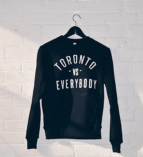 <a href="http://shop.gotstyle.ca/peace-collective-toronto-vs-everybody-crew-neck-sweater/dp/62970">Peace Collective Toronto vs Everybody Crew Neck Sweater $60</a>