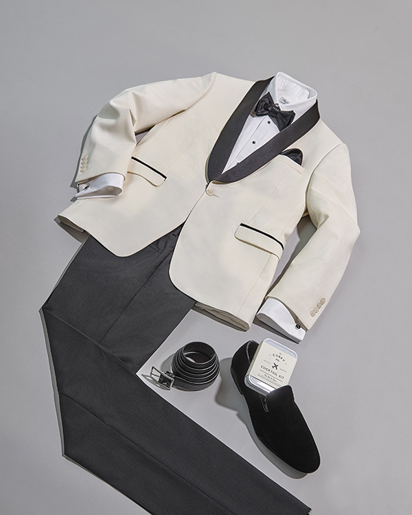Off-white shawl collar dinner jacket outfit